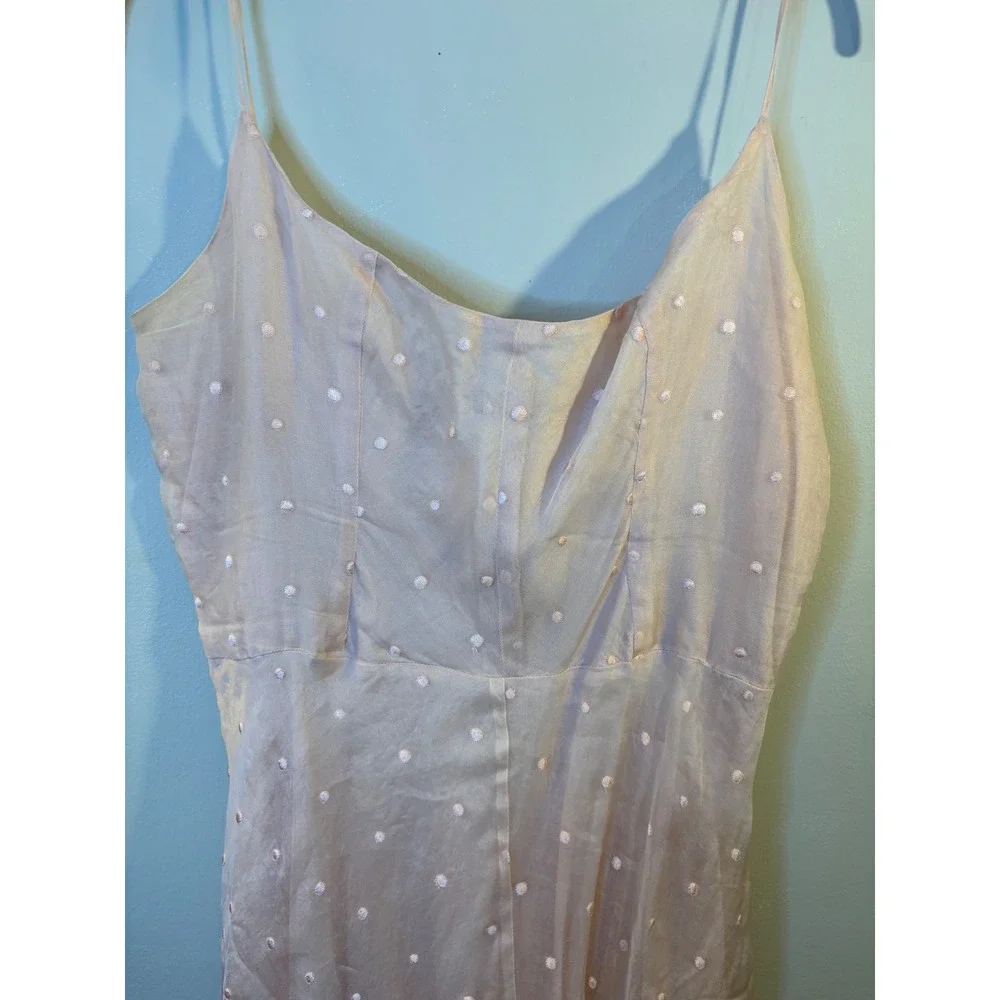Tara Jarmon Baby Pink Sheer Silk Asymmetrical Midi Dress 12 Fairycore - Picture 3 of 7